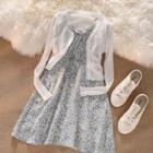 Floral Print Sleeveless Dress / Plain Light Cardigan (various Designs)
