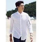Zip-accent Sleeve Linen Shirt