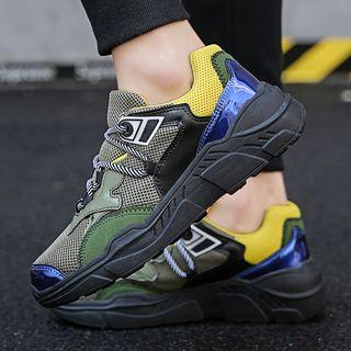 Knit Mesh Lace Up Sneakers