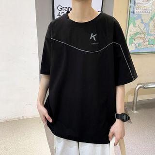 Short-sleeve Letter Print Reflective T-shirt