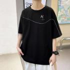 Short-sleeve Letter Print Reflective T-shirt