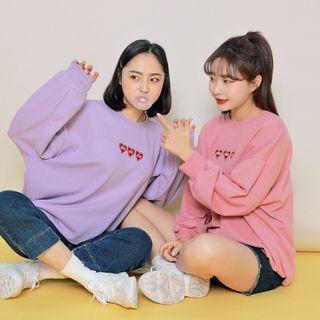 Heart Embroidery Oversize Sweatshirt