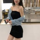 Sleeveless Tube Mini Dress / Lace Sheer Top