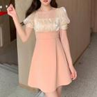 Short Sleeve Square Neck Mock Two Piece Dress