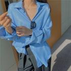 Long-sleeve Loose-fit Shirt Blue - One Size