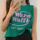 Sleeveless Lettering Printed Top
