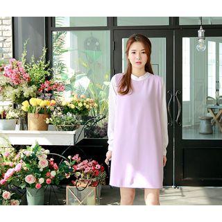 Inset Pinstripe Shirt Shift Dress