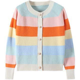Striped Cardigan Pink & Blue & Orange & Yellow - One Size