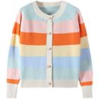Striped Cardigan Pink & Blue & Orange & Yellow - One Size