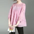 Lace Panel 3/4 Sleeve Top