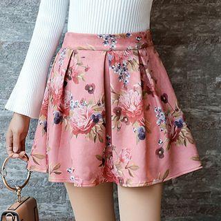 Floral Print Mini A-line Pleated Skirt