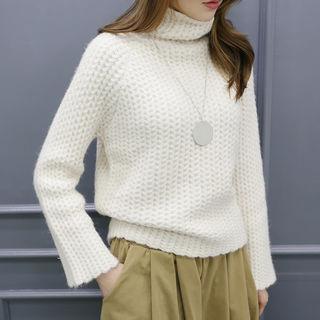 Mock Turtle-neck Dip-back Sweater
