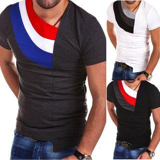 Asymmetric Colour Block Short-sleeve T-shirt
