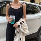 Long-sleeve Polka Dot Shirt / Sleeveless Midi Dress
