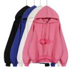 Hooded Fleece-lining Pom Pom Pullover