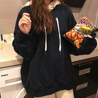 Set: V-neck Pullover + Applique Hoodie
