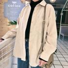 Set: Corduroy Long-sleeve Shirt + Sleeveless Top