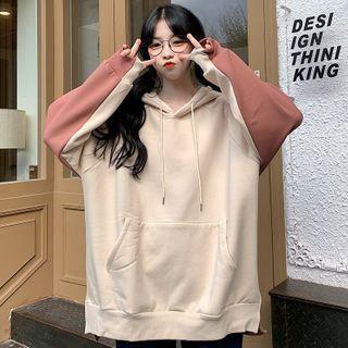Raglan Sleeve Panel Hooded Sweatshirt