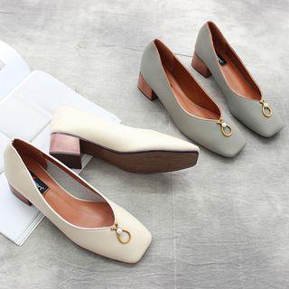 Faux-pearl Chunky-heel Pumps