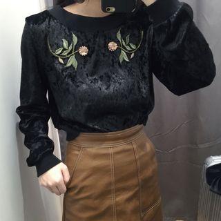 Embroidered Velvet Sweatshirt