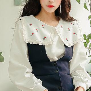 Flower-embroidered Capelet Sweatshirt