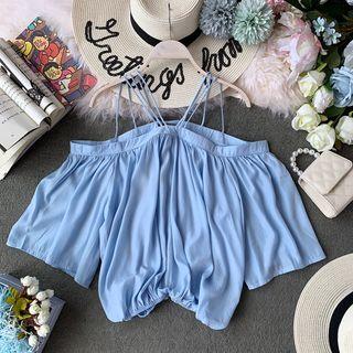 Off-shoulder Halter Chiffon Blouse