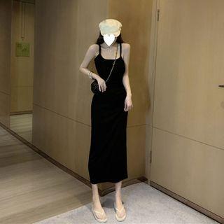 Spaghetti Strap Cutout Back Midi Sheath Dress