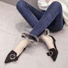 Furry Hem Skinny Jeans