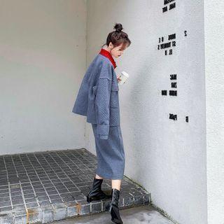 Set: Single-breasted Coat + Midi Pencil Skirt
