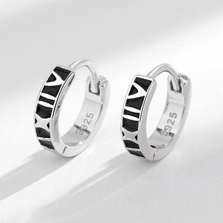 Roman Numeral Sterling Silver Hoop Earring / Set