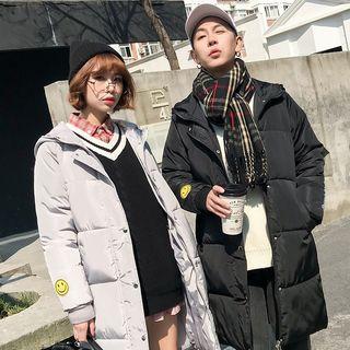 Couple Matching Smiley Appliqu  Hooded Padded Coat