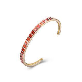 Fashion Plated Champagne Gold Open Bangle With Red Austrian Element Crystal Champagne - One Size