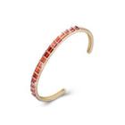 Fashion Plated Champagne Gold Open Bangle With Red Austrian Element Crystal Champagne - One Size