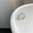 Faux Pearl Sterling Silver Open Ring 1pc - Silver & White - One Size