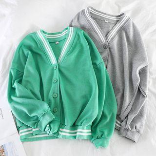 Striped Paneled Baseball Jacket