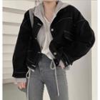 Long-sleeve Plain T-shirt / Long-sleeve Hooded Knit Cardigan / Denim Jacket