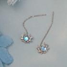 Sterling Silver Cz Antlers Threader Earring 1 Pair - Silver - One Size