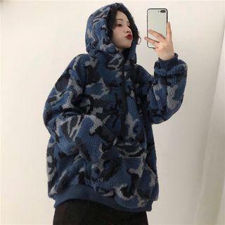 Faux Lambswool Camo Hoodie