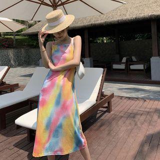Strappy Tie Dye Midi A-line Dress