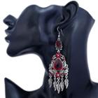 Faux Crystal Alloy Leaf Fringed Earring