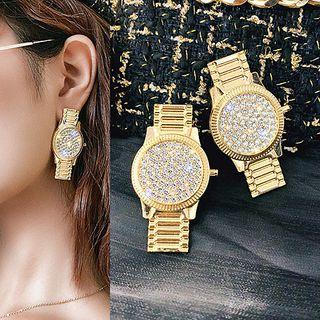 Rhinestone Watch Style Dangle Earring