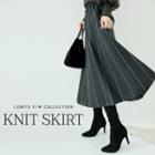 Striped Long Knit Flare Skirt