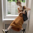 Sleeveless Knit Midi Dress Caramel - One Size