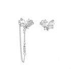 Heart Rhinestone Chained Alloy Earring 01 - 1 Pair - 7188 - Silver - One Size