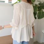 Bell-sleeve Lace-detail A-line Top
