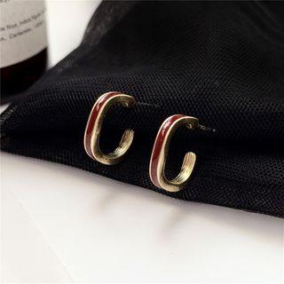 Open Hoop Earring 1 Pair - Stud Earrings - Gold - One Size