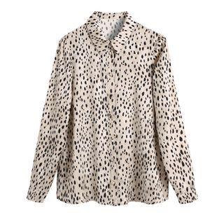 Leopard Print Long Sleeve Oversized Shirt