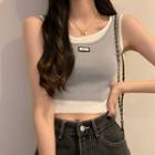 Mock Two-piece Color Block Cropped Tank Top