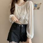 Long-sleeve Panel Cropped Blouse