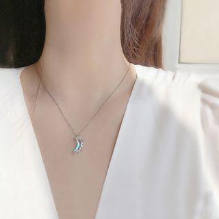 Moon / Star / Hoop Rhinestone Pendant Sterling Silver Necklace